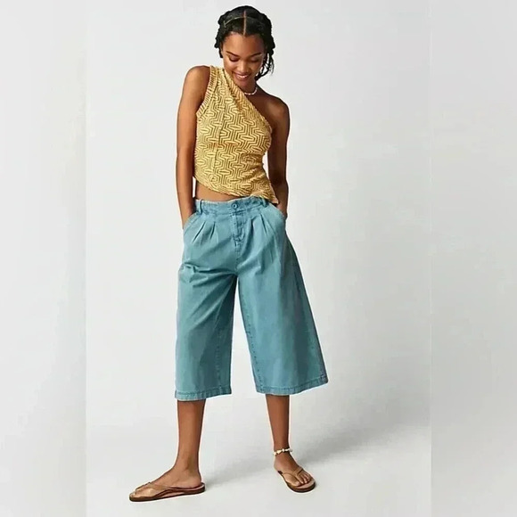 NWOT Free People Hard Rain Gaucho Pants - Picture 1 of 12